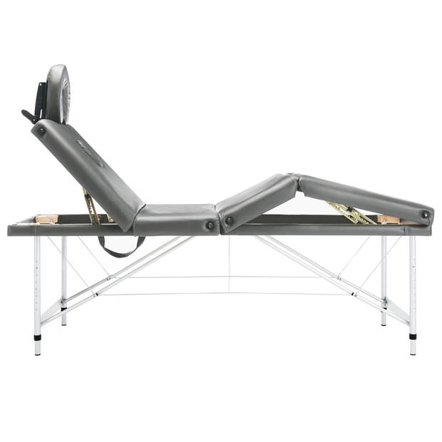 vidaXL Massagetafel met 4 zones 186x68 cm aluminium frame antraciet