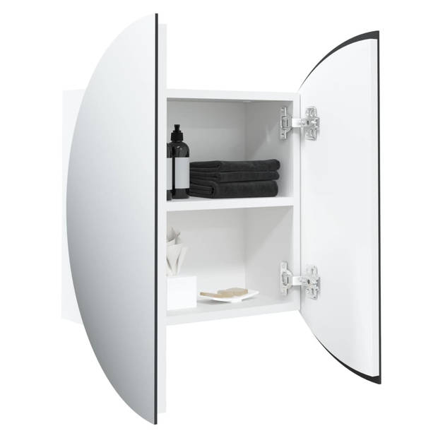 vidaXL Badkamerkast met ronde spiegel en LED 47x47x17,5 cm wit