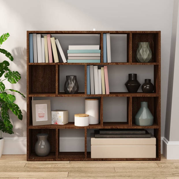 The Living Store Boekenkast Roomdivider - 105x24x102 cm - Bruineiken - Stevig materiaal