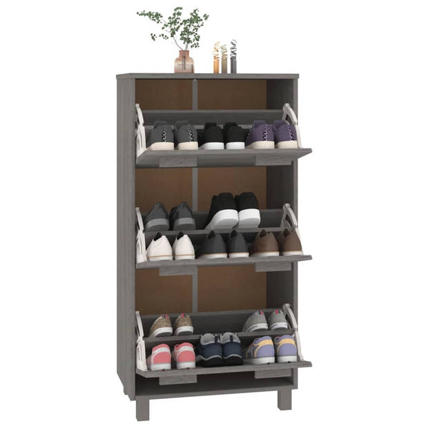 The Living Store HAMAR Schoenenkast - 59.5 x 35 x 117 cm - Massief grenenhout