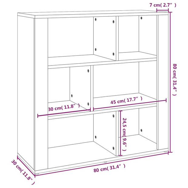 vidaXL Dressoir 80x30x80 cm bewerkt hout grijs sonoma eikenkleurig