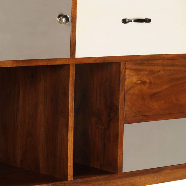 The Living Store Retro Dressoir - Massief Acaciahout - 115 x 35 x 86 cm - Donkere Honingafwerking