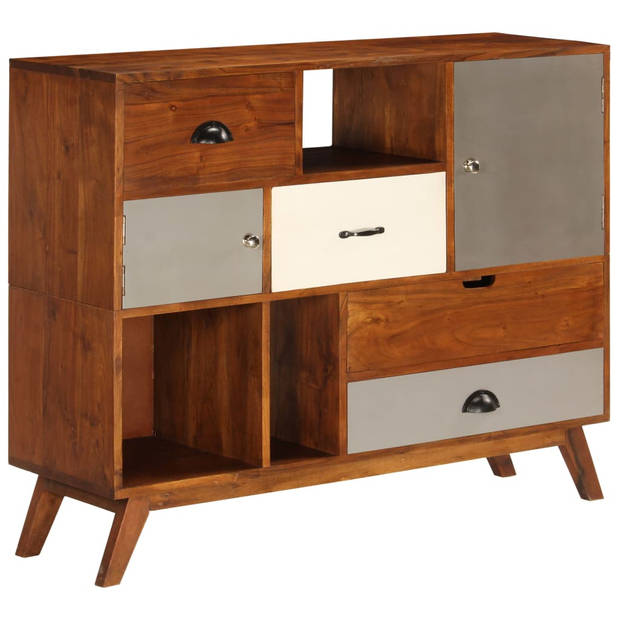 The Living Store Retro Dressoir - Massief Acaciahout - 115 x 35 x 86 cm - Donkere Honingafwerking