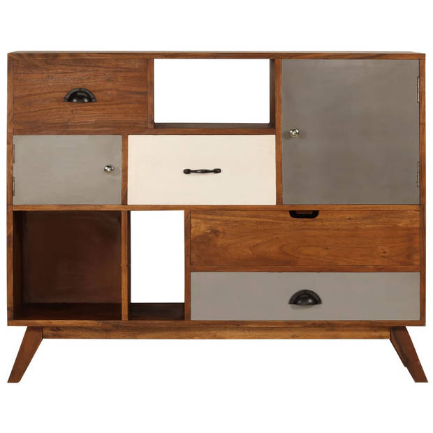 The Living Store Retro Dressoir - Massief Acaciahout - 115 x 35 x 86 cm - Donkere Honingafwerking