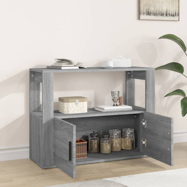 The Living Store Dressoir - Bijzetkast - 80 x 30 x 60 cm - Grijs Sonoma Eiken