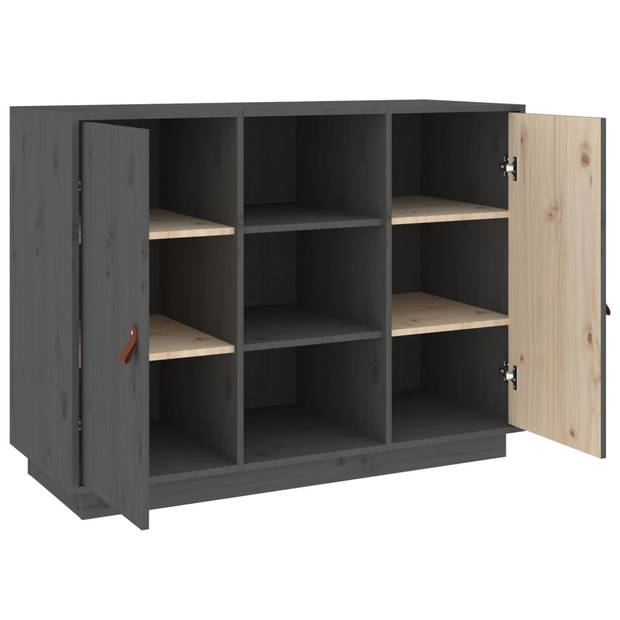 The Living Store Dressoir Massief Grenenhout - Grijs - 100 x 40 x 75 cm - Opbergruimte en Stevig Blad