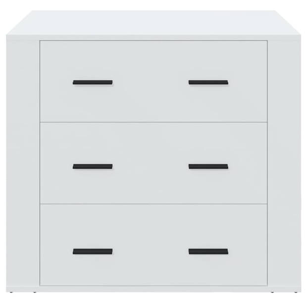 The Living Store Dressoir Wit 80x33x70 cm - Bewerkt Hout