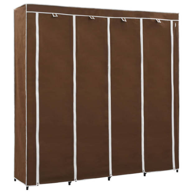 The Living Store Kledingrek - Bruin - 175 x 45 x 170 cm - Stevig frame en 4 vakken