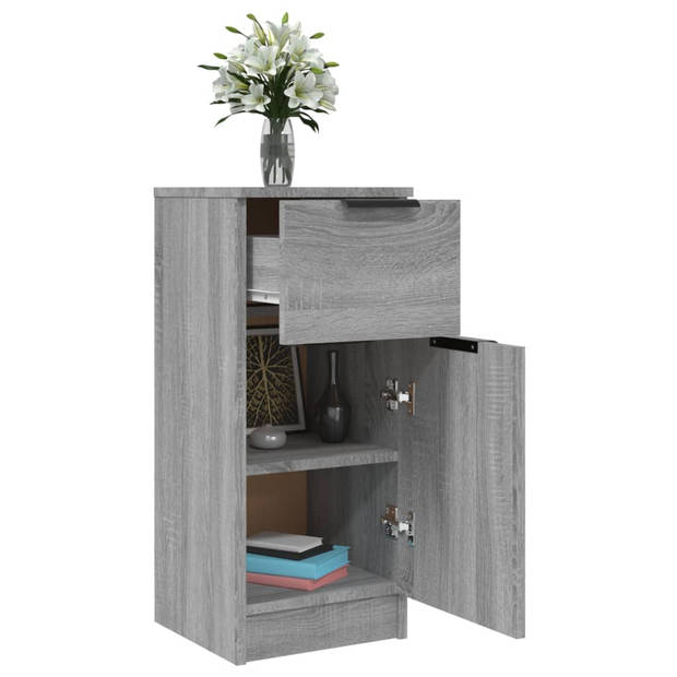 The Living Store Dressoir - veelzijdige opbergkast - Afmetingen- 30 x 30 x 70 cm - Kleur- grijs sonoma eiken