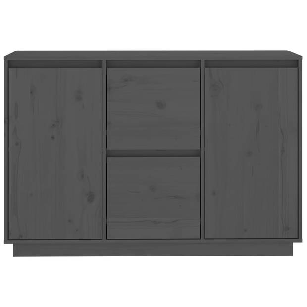 The Living Store Klassiek Grenenhouten Dressoir - 111 x 34 x 75 cm - Grijs