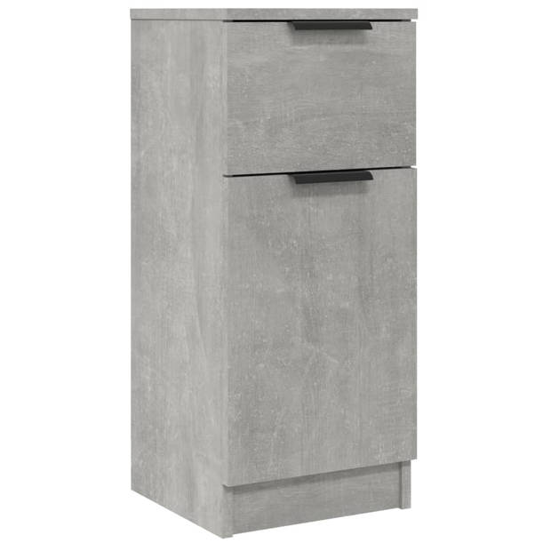 The Living Store Dressoir - Betongrijs - 30x30x70 cm - Met deur en lade - Bewerkt Hout