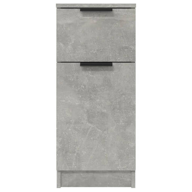 The Living Store Dressoir - Betongrijs - 30x30x70 cm - Met deur en lade - Bewerkt Hout