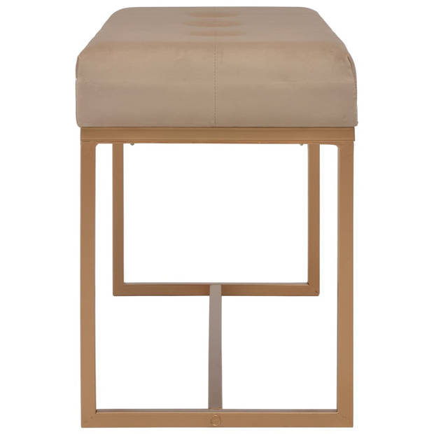 The Living Store Fluwelen Bankje - Halbankje - 80x36x45 cm - Beige