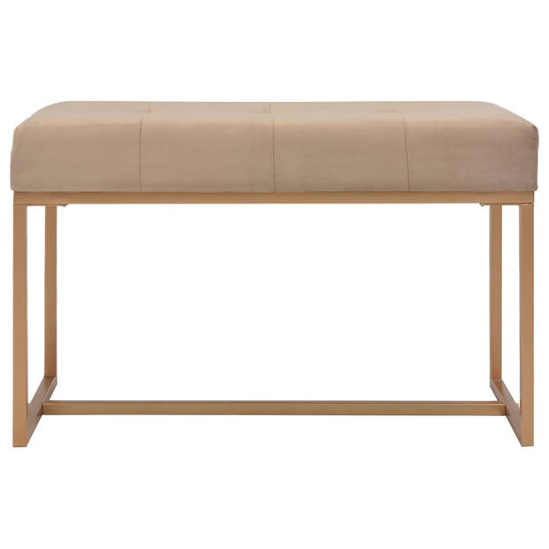 The Living Store Fluwelen Bankje - Halbankje - 80x36x45 cm - Beige