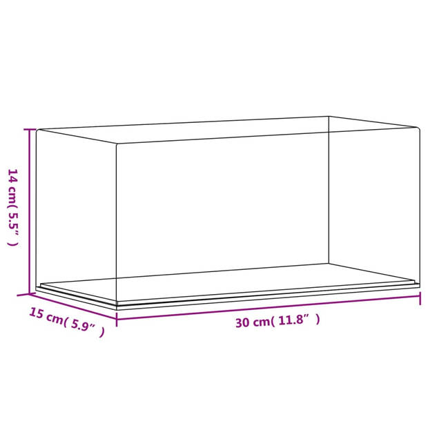 vidaXL Vitrine transparant 30x15x14 cm acryl