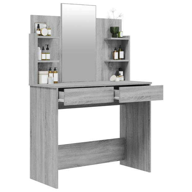 vidaXL Kaptafel met spiegel 96x40x142 cm grijs sonoma eikenkleurig