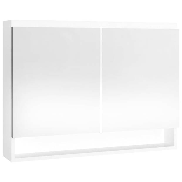The Living Store Wandspiegelkast - Glanzend wit - 80 x 15 x 60 cm - MDF met melamine-oppervlak en glas