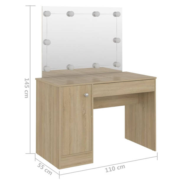 vidaXL Kaptafel met LED-verlichting 110x55x145 cm MDF eikenkleurig