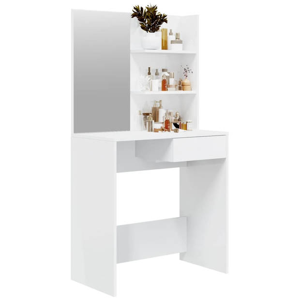 vidaXL Kaptafel met spiegel 74,5x40x141 cm hoogglans wit