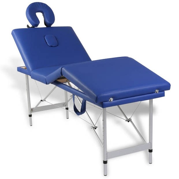 Massagetafel inklapbaar met aluminium frame (vier delen / blauw)