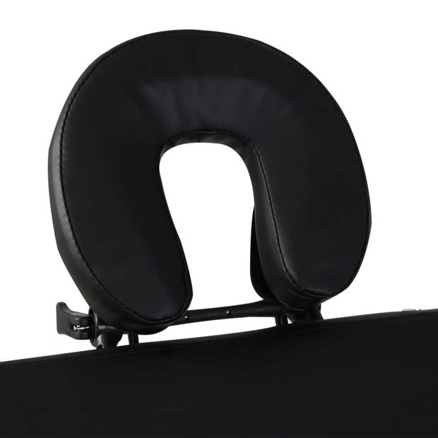 vidaXL Inklapbare massagetafel 2 zones met houten frame (zwart)