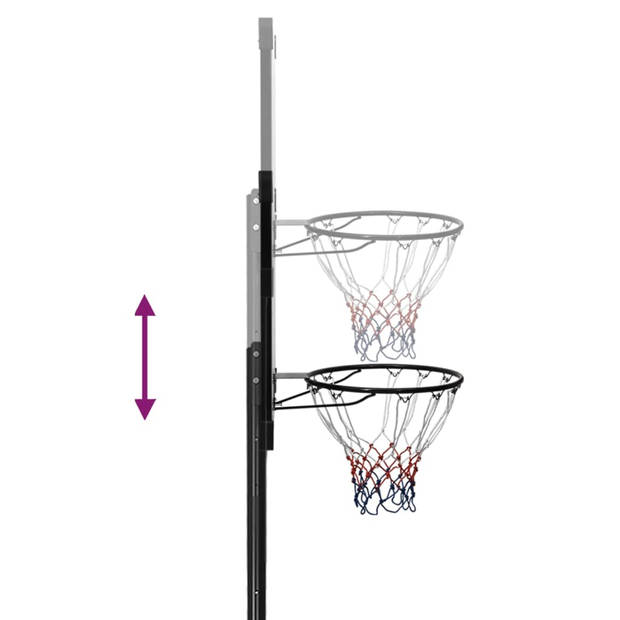 vidaXL Basketbalstandaard 256-361 cm polycarbonaat transparant