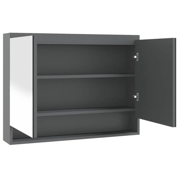 vidaXL Badkamerkast met spiegel 80x15x60 cm MDF grijs