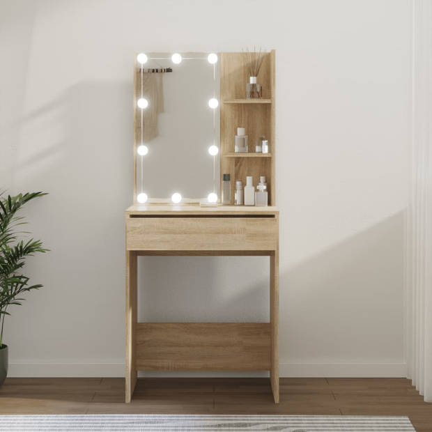 The Living Store Kaptafel Sonoma Eiken - 60 x 40 x 140 cm - LED Verlichting - Duurzaam Materiaal - Voldoende