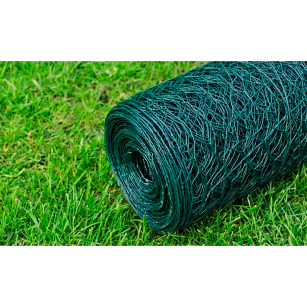 vidaXL Kippengaas 25x1 m met PVC-coating groen