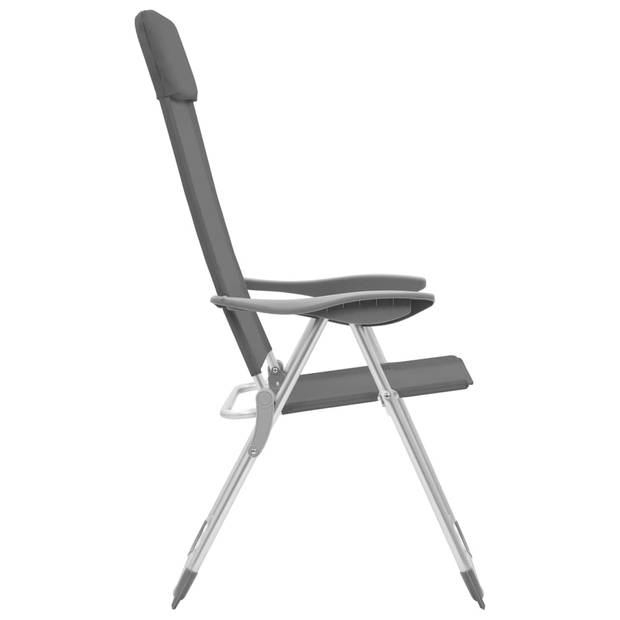 vidaXL Campingstoelen 4 st inklapbaar aluminium grijs