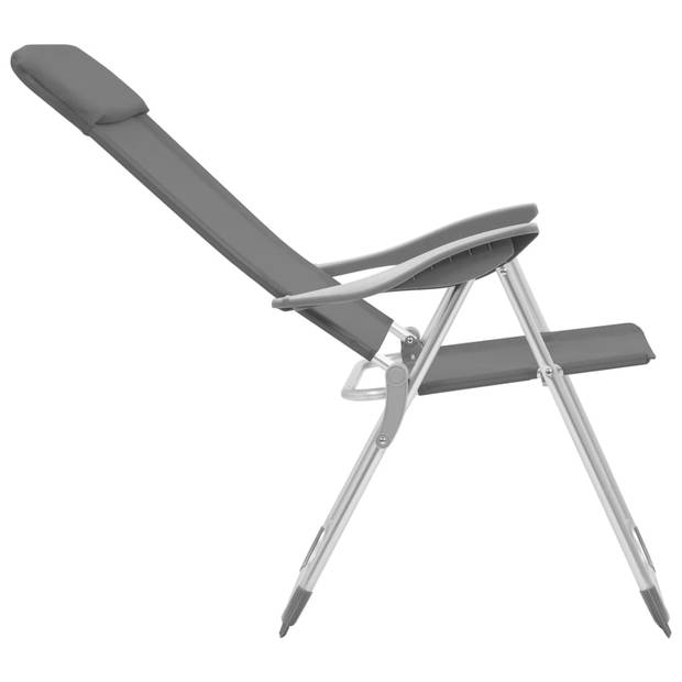 vidaXL Campingstoelen 4 st inklapbaar aluminium grijs