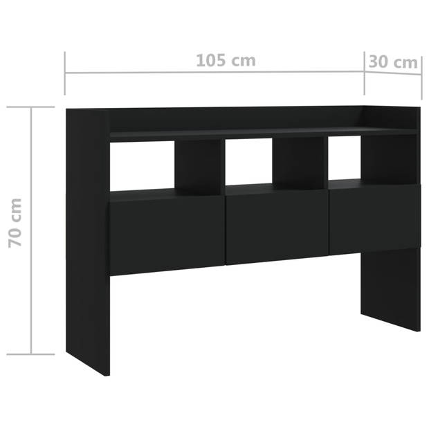 vidaXL Dressoir 105x30x70 cm bewerkt hout zwart