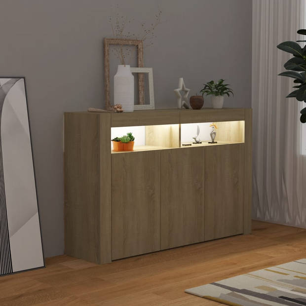 vidaXL Dressoir met LED-verlichting 115,5x30x75 cm sonoma eikenkleur