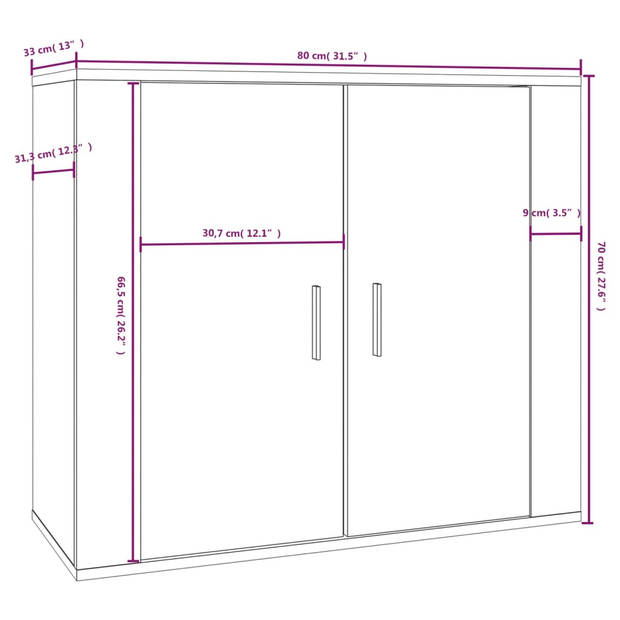 The Living Store Dressoir Sonoma Eiken - 80x33x70 cm - Bewerkt Hout