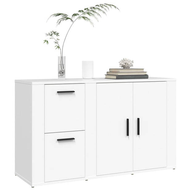 The Living Store Dressoir - Bijzetkast - 100 x 33 x 59.5 cm - Bewerkt Hout - Wit