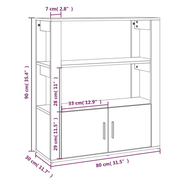 vidaXL Dressoir 80x30x90 cm bewerkt hout wit