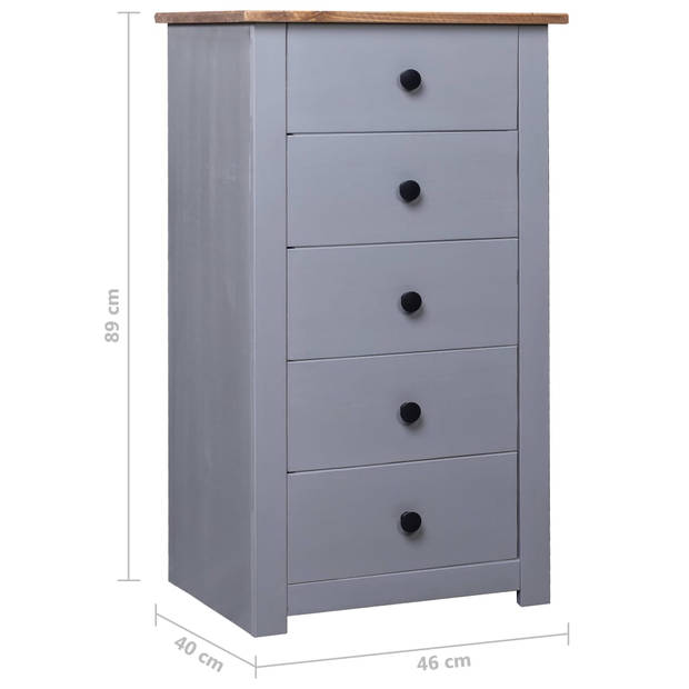 vidaXL Dressoir Panama Range 46x40x89 cm grenenhout grijs