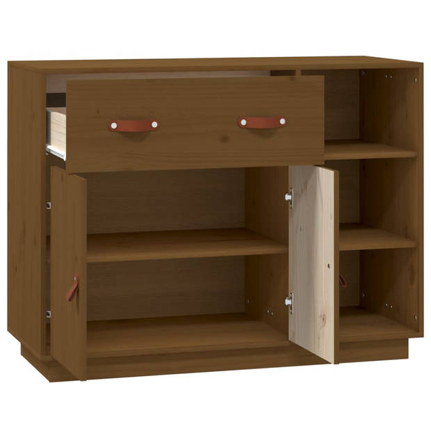 The Living Store Houten Dressoir - Massief Grenenhout - 98.5 x 40 x 75 cm - Honingbruin