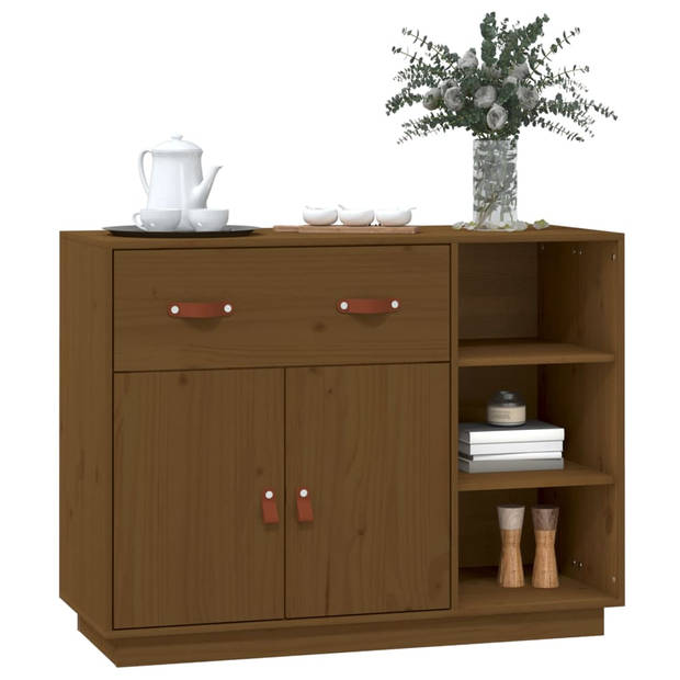 The Living Store Houten Dressoir - Massief Grenenhout - 98.5 x 40 x 75 cm - Honingbruin