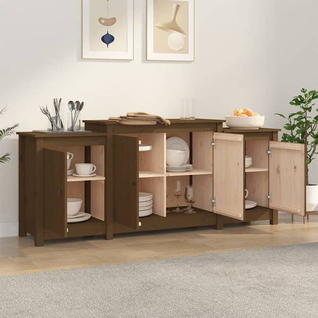 The Living Store Dressoir Grenenhout - 164 x 37 x 68 cm - Honingbruin