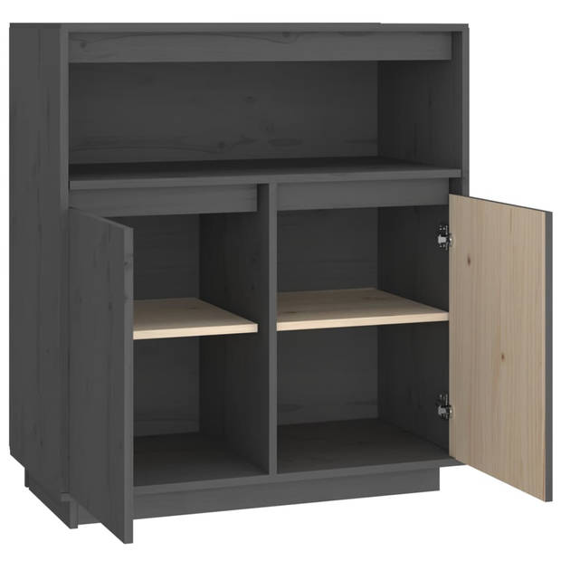 The Living Store Klassiek Dressoir - Grijs - 70 x 34 x 80 cm - Massief grenenhout