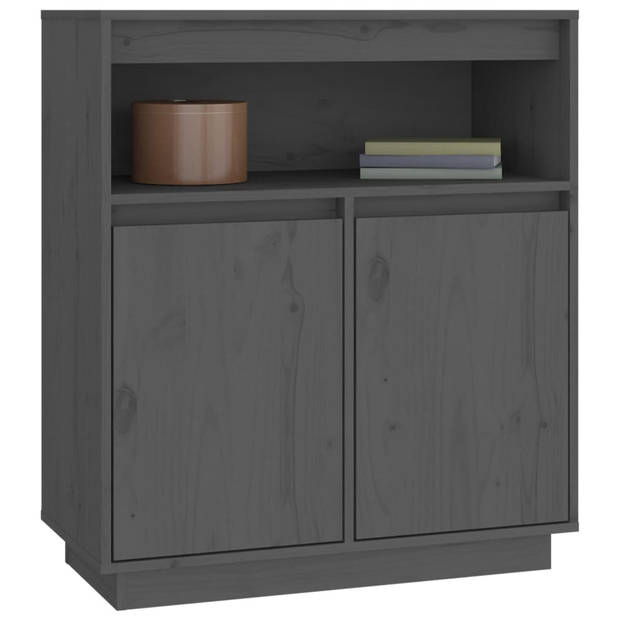 The Living Store Klassiek Dressoir - Grijs - 70 x 34 x 80 cm - Massief grenenhout