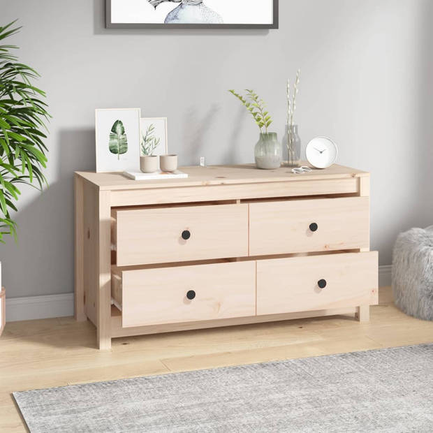 The Living Store Massief grenenhouten dressoir - 100 x 40 x 54 cm - Ruime opbergruimte