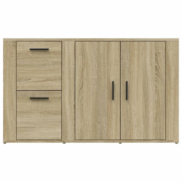 The Living Store Dressoir 100x33x59-5 cm bewerkt hout sonoma eikenkleurig - Keukenkast