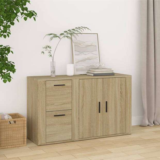 The Living Store Dressoir 100x33x59-5 cm bewerkt hout sonoma eikenkleurig - Keukenkast