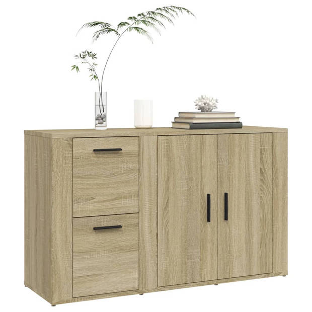 The Living Store Dressoir 100x33x59-5 cm bewerkt hout sonoma eikenkleurig - Keukenkast