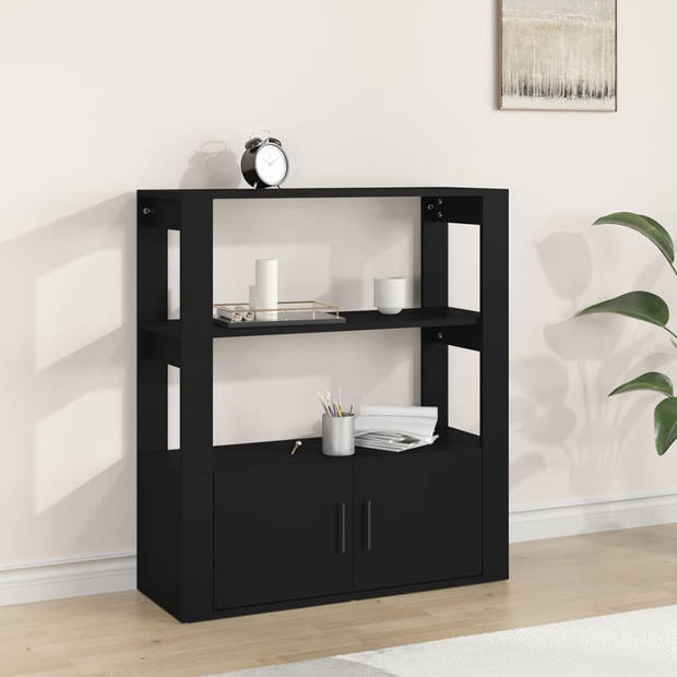 The Living Store Dressoir Zwart - Bijzetkast - 80 x 30 x 90 cm - Stevig materiaal