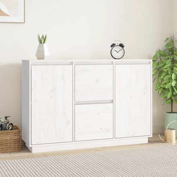 The Living Store Dressoir Grenenhout - Bijzetkast - 111 x 34 x 75 cm - Wit