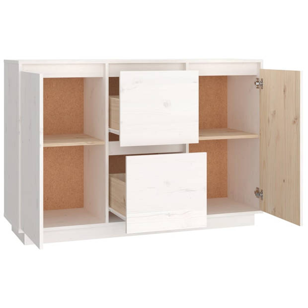 The Living Store Dressoir Grenenhout - Bijzetkast - 111 x 34 x 75 cm - Wit