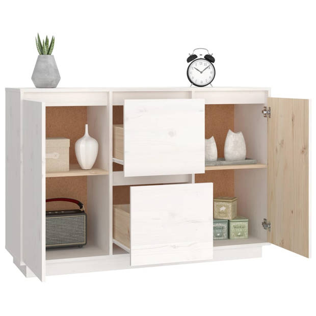 The Living Store Dressoir Grenenhout - Bijzetkast - 111 x 34 x 75 cm - Wit